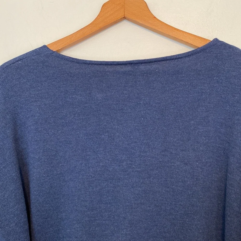 Grecerelle Blue Heather Knit Long Sleeved V-Neck Sweater 2XL - Picture 6 of 10